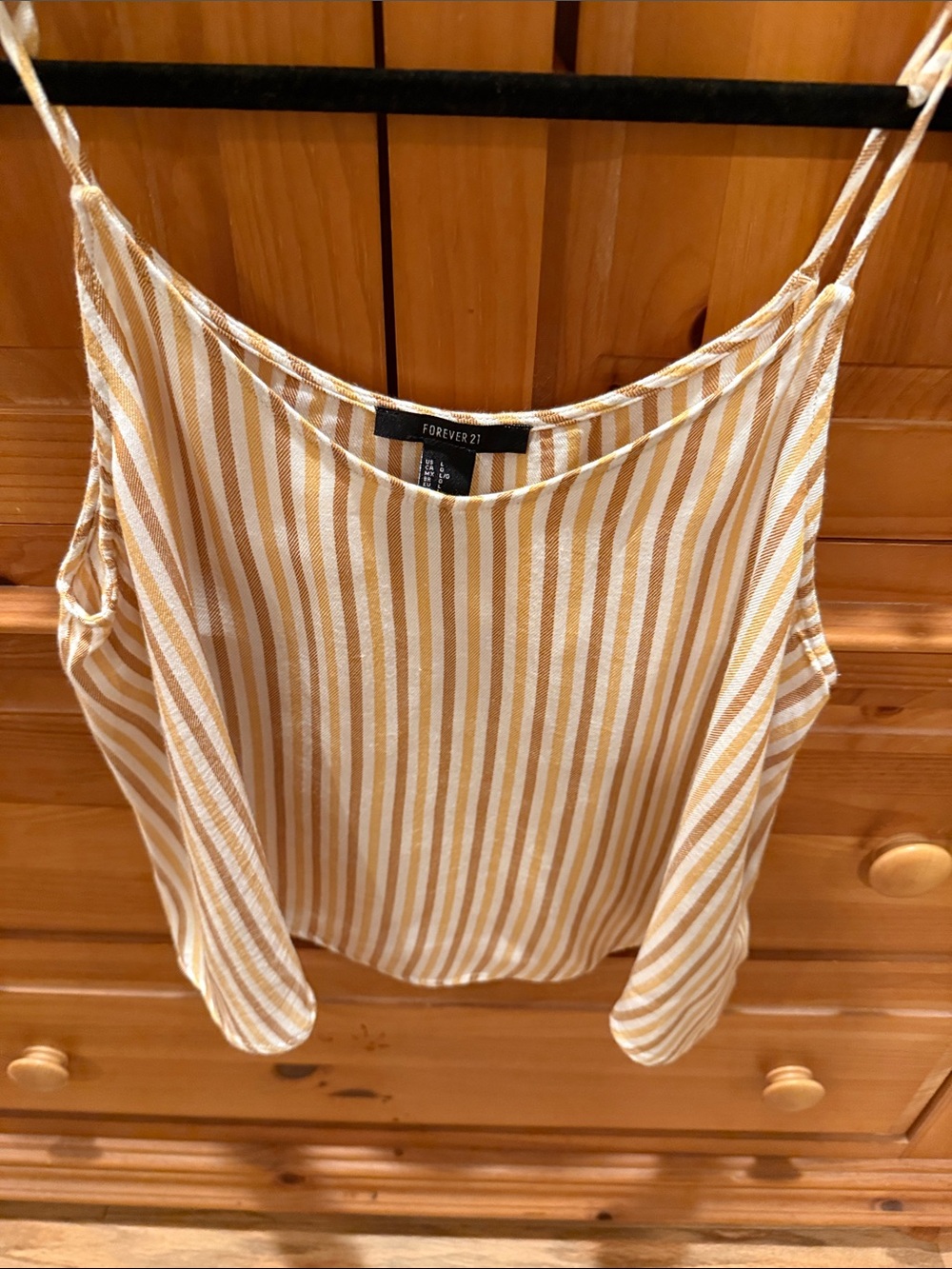 Forever 21 Yellow and White Striped Spaghetti Strap Cami